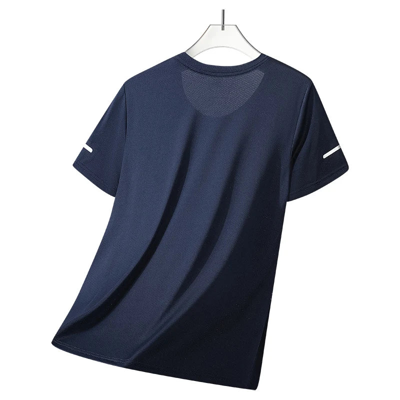 CHRLCK Herren Wander-Schnelltrocknungs-T-Shirts Atmungsaktive Lauf- und Angel-T-Shirts Weiche Elastizität Outdoor-Sport-Kurzarmshirt Sommer