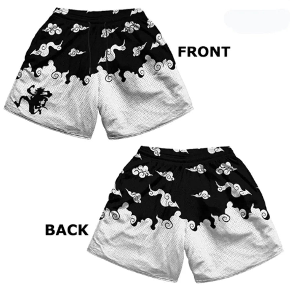 Anime Herren-Sporthosen 3D Bedruckte Shorts Schnell Trocknende Mesh Casual Boardshorts für den Sommer zum Joggen Fitness Basketball