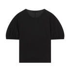 HH Damen Elegantes Beiges Set, Rundhals-T-Shirt, Einfarbiges Puffärmel-Oberteil, Lässige Weite Hosen, High Street Chic Outfit