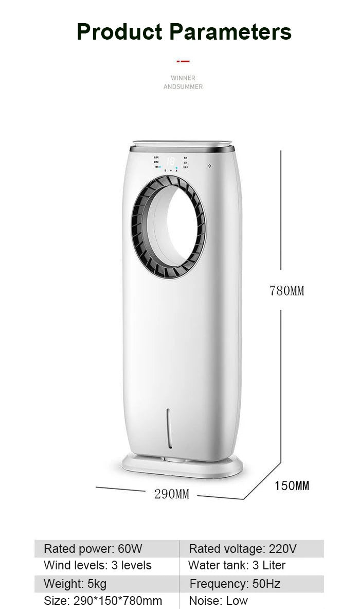 Wassergekühlter Klimaanlagen-Ventilator-Kühler, blattlose elektrische Kühlung, Fernbedienung, Zeitschaltuhr, Luftbefeuchter, Klimaanlage, Kühler EU