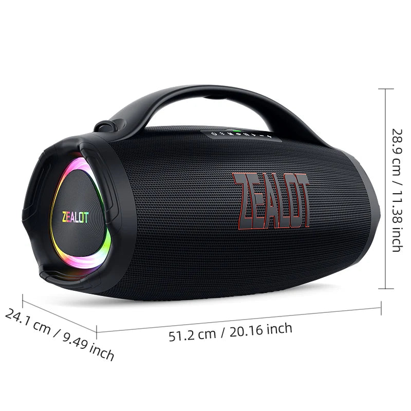ZEALOT S98 160W Tragbarer Bluetooth-Lautsprecher mit hoher Leistung, kabelloser TWS-Subwoofer, wasserdichter mobiler HIFI-Qualität