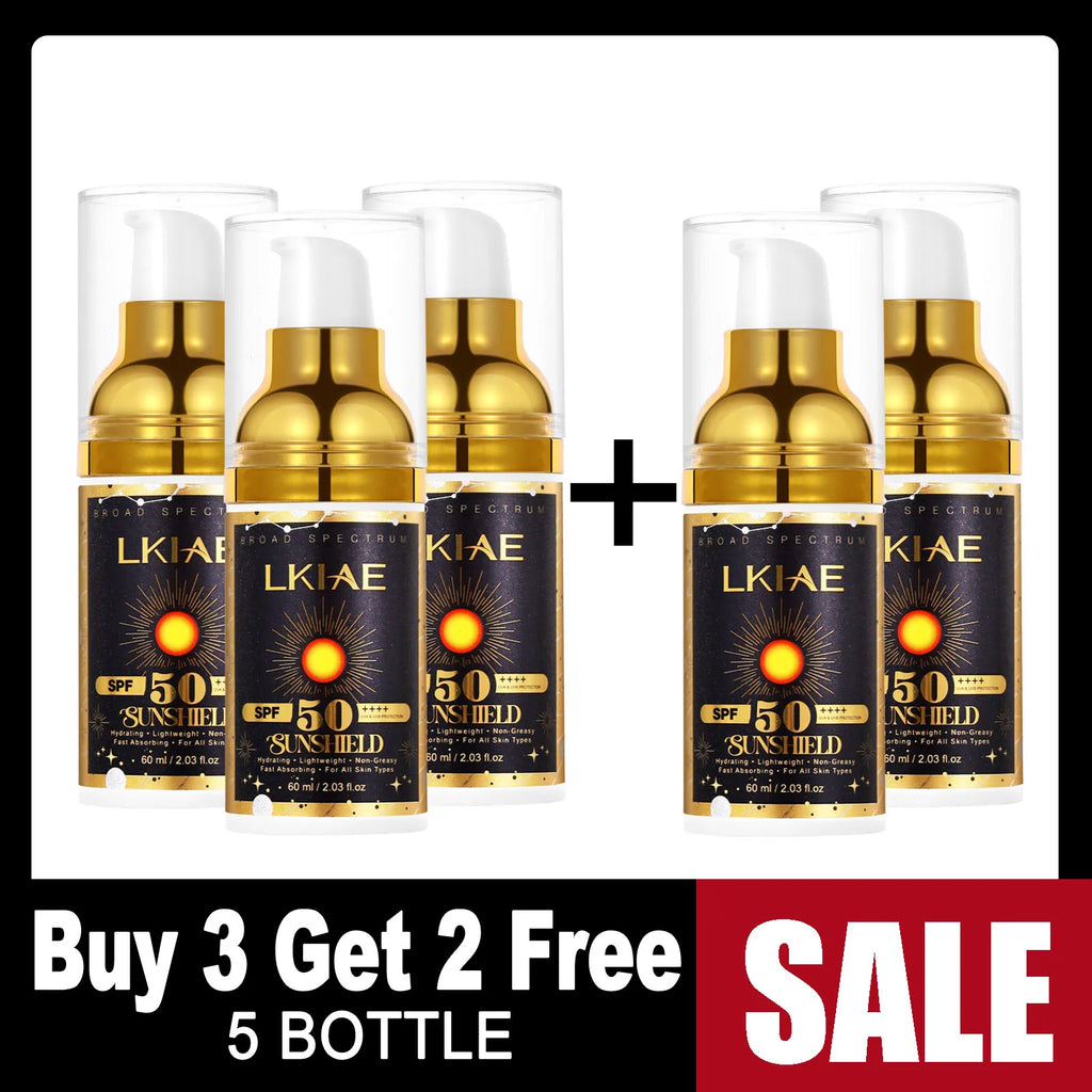 LKIAE Sonnencreme, Breitspektrum LSF 50, UVA/UVB, leicht & nicht fettend, Sonnenschutz, für Gesicht, Körper, nicht komedogen, 60ml