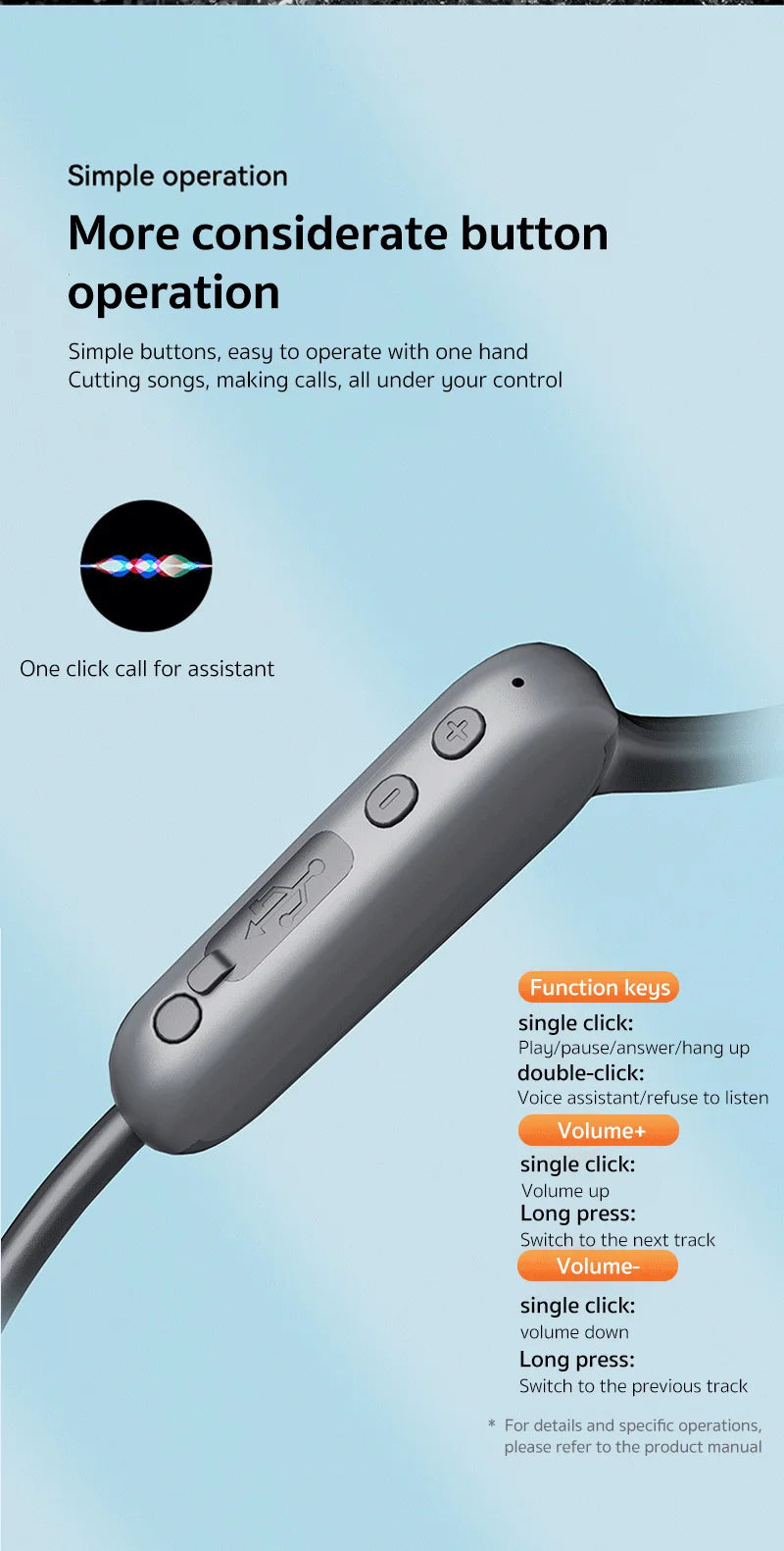 ERAZER XF22 Kopfhörer Bluetooth 5.4 Sport Wireless Kopfhörer Knochenschall-Headsets mit Mikrofon Nackenbügel-Kopfhörer