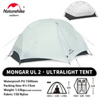 Naturehike Mongar UL 2 Zelt 2 Personen Trekkingzelt 20D Ultraleichtes Reisezelt Wasserdichtes Wanderzelt Überlebenszelt Outdoor Camping Zelt