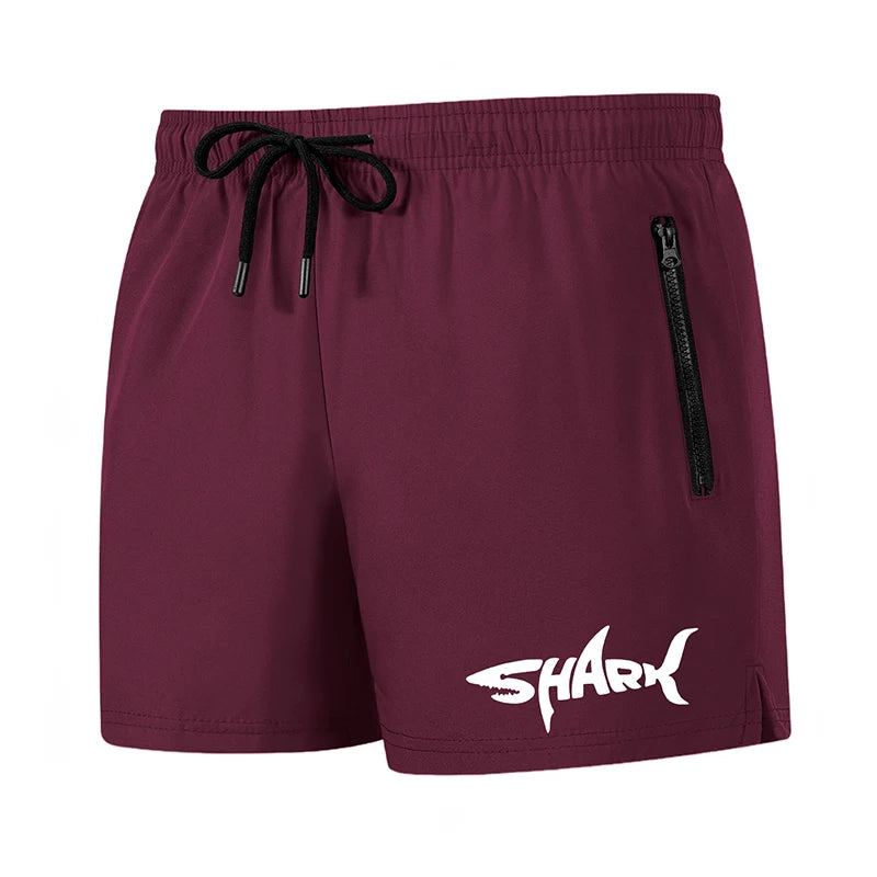 Hai-Grafik Herren Badeshorts Sommer Lässige Strandshorts mit Netzfutter Reißverschlusstaschen Schnell trocknende Badehose