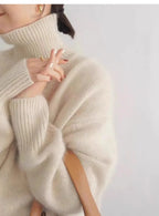 2024 Herbst und Winter Neuer dicker Kaschmirpullover Damen Rollkragenpullover Warm Locker Gestrickter Basispullover Jacke Oberteile