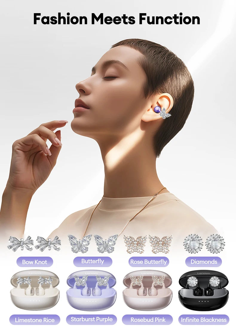 Lenovo LK6 Over-Ear Kabellose Bluetooth 5.4 Kopfhörer Klangqualität Rauschunterdrückung Ohrclip-Kopfhörer Lange Ausdauer Headsets