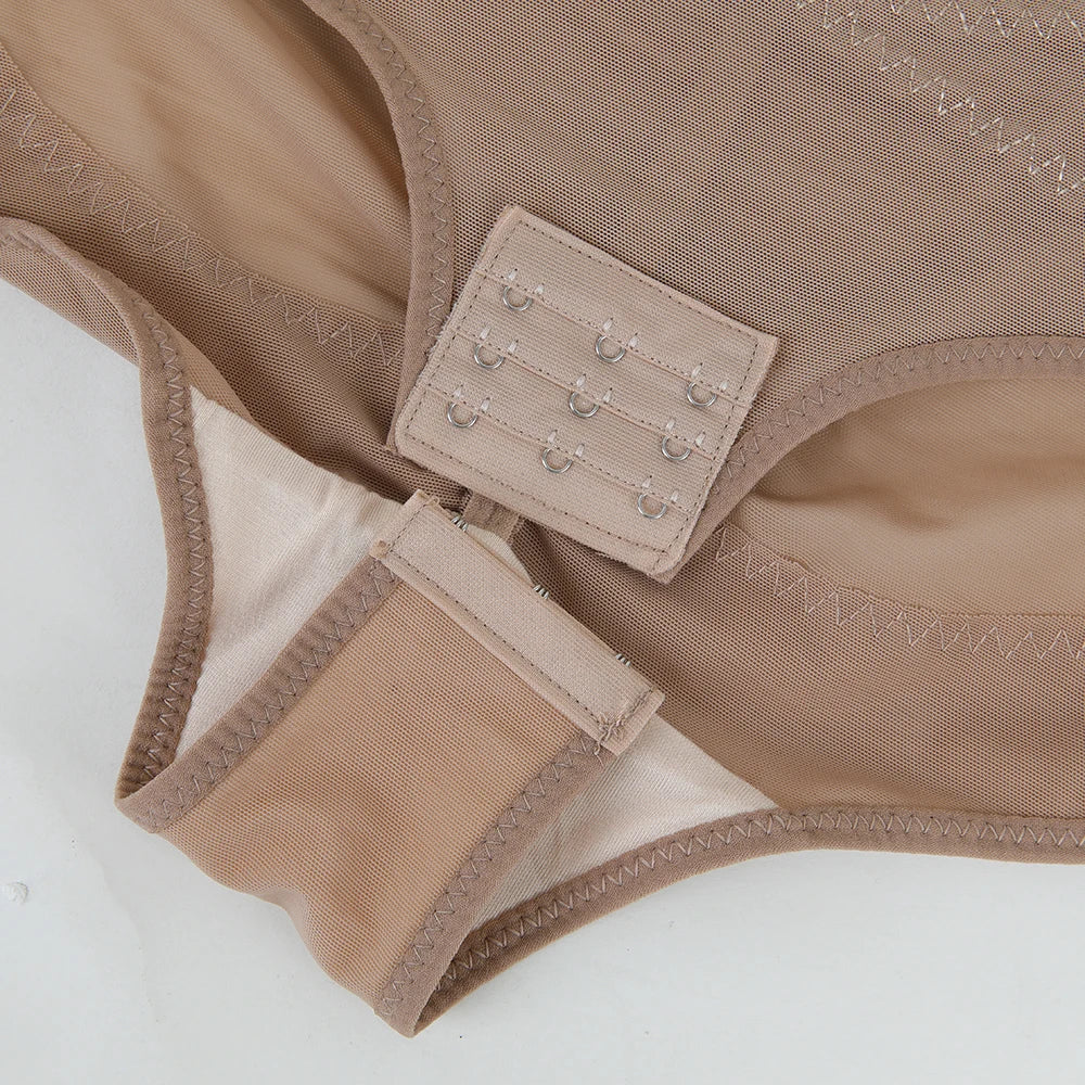 Cross Waist Tummy Control Body Shaping Bodysuit für Damen Ganzkörperkontrolle V-Ausschnitt Mesh Atmungsaktiver Slip Unterwäsche Po-Former