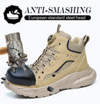 Rotationsschnallen-Sicherheitsschuhe für Herren mit Stahlkappe Durchtrittsicher, Antipunktion, Rutschfeste Arbeitsstiefel für Industrie und Schweißen