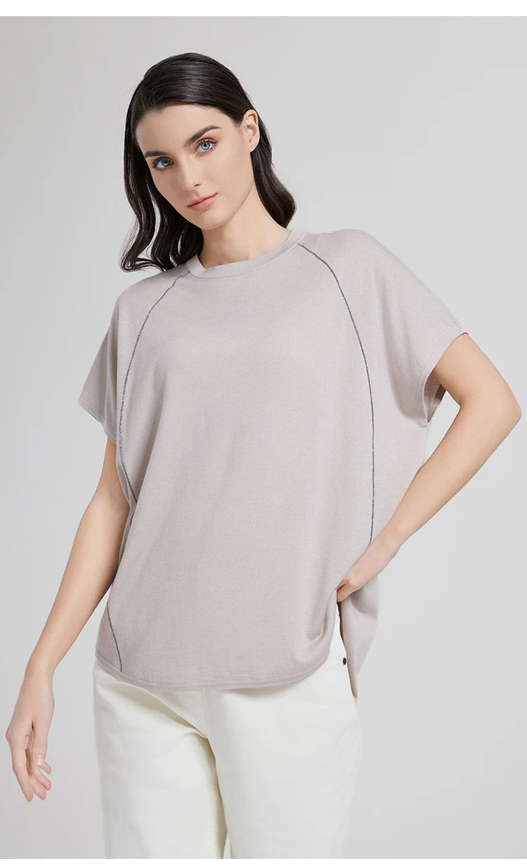 BC1071 Luxuriöse Damenbekleidung Merino Wolle Seide Pullover Strickpullover Damen Wollkleidung Damen Wollige lockere Oberteile