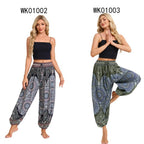 Damen Boho Weite Hosen Haremshose Erwachsene Hohe Taille Yoga Loose Laternenhose Atmungsaktive Strandhose Urlaub Bedruckte Jogger
