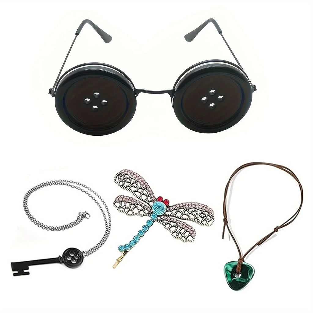 1PC/2PC Coraline Knöpfe Augen Brille Halloween Cosplay Brillen Requisiten Neuheit Lustige Brillen für Other Mother Kostüm Zubehör