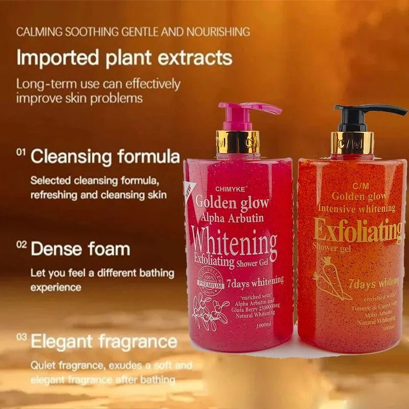 7 Days Golden Glow Alpha Arbutin aufhellendes Duschgel – gleicht den Hautton sichtbar aus, spendet Feuchtigkeit und pflegt für strahlende Haut