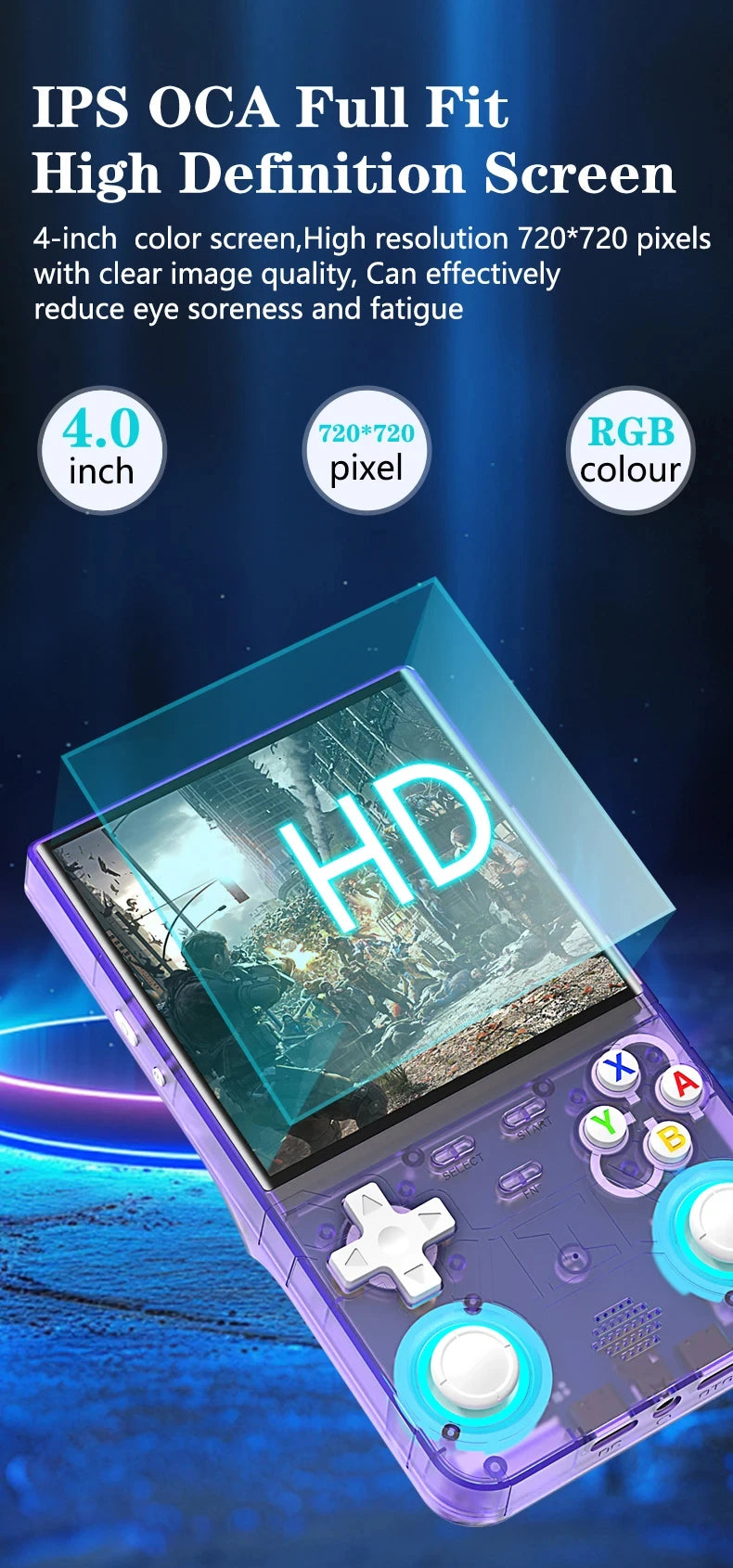 R36Ultra 4,0-Zoll Retro-Handheld-Spielkonsole 128 GB Tragbarer Videoplayer Open-Source-Linux-System zum Spielen