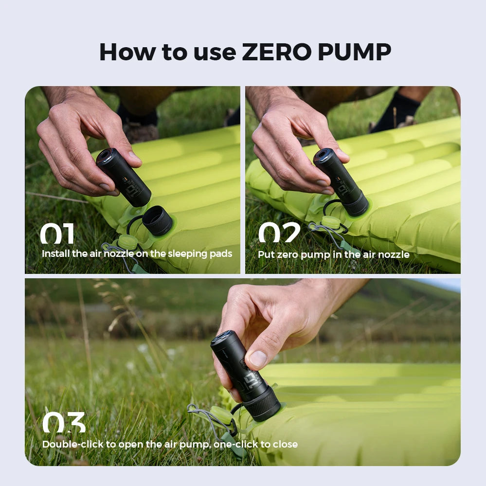 FLEXTAIL ZERO PUMPE – 30g tragbare elektrische Camping-Luftpumpe zum Aufblasen von Isomatten, 1 wiederaufladbarer Akku enthalten