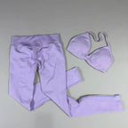 UETEEY Set für Damen, Trägerloser Yoga-BH, Sport-Top, Workout-Leggings-Set, Nahtloses Fitnessstudio-Set, Fitnesskleidung, Outfit, Activewear