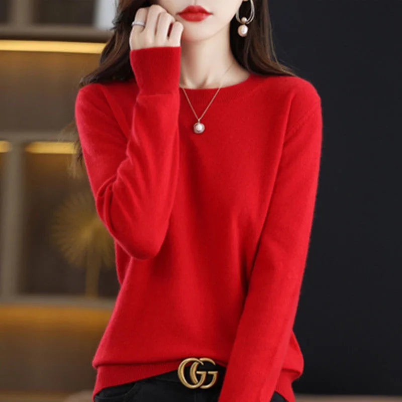 Neuer Damenpullover O-Ausschnitt Herbst Winter Basic Pullover Warm Lässig Pulls Jumper Koreanische Mode Frühling Strickwaren Bottoming Shirt