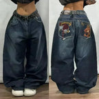 Amerikanische Y2K 2025 Neue weite Baggy Black Jeans Oversized Damen Street Casual Joker Denim-Hose Paar-Jeans Vintage Streetwear