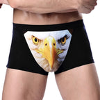 Herren Einzigartige 3D-gedruckte Wolfs-Adlerkopf-Flachwinkel-Hose mittelhohe Boxershorts Atmungsaktives gestricktes Modal-Gewebe