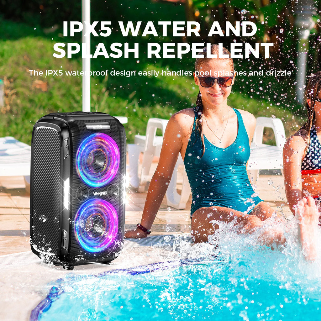 W-KING 250W PEAK Großer Bluetooth Lautsprecher Lauteste/Massive 120dB/12 Custom Bass, V5.3 Big Party Boombox Tragbarer Kabelloser Lautsprecher