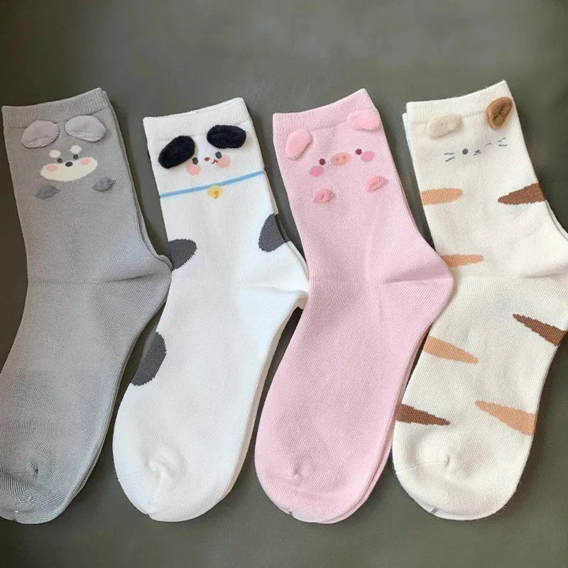 Mode Süß Niedlich 3D Tierohren Schwein Strumpfwaren Winter Warme Cartoon-Socken für Kinder Harajuku Baumwolle Weiche Hausschuhsocke