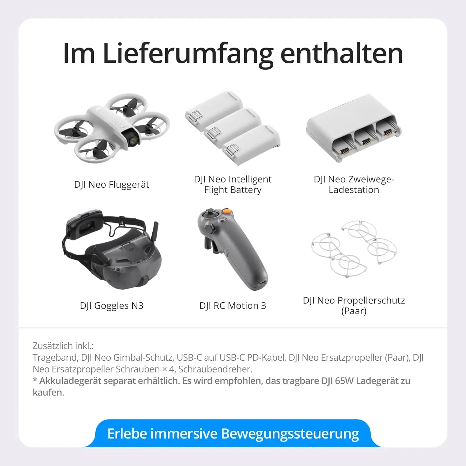 Globale Version DJI Neo Drohne Flugkamera Drohne/Combo 4K Stabilisiertes Video Tragbare Vollabdeckung Propellerschutz