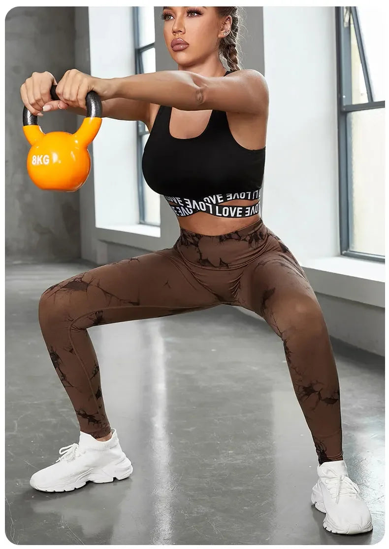 Women's Tie Dye Nine Tenths Leggings High Waist Yoga Pants Soft Stretchy Workout Running Pants Breathable Comfortable