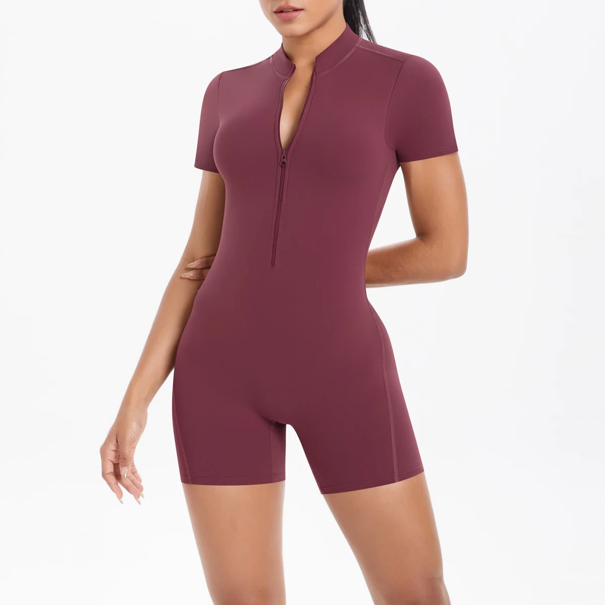 Reißverschluss Gym Jumpsuit Kurz Damen Yoga Sets Sport Outfits Weibliche Yoga Overalls Workout Kleidung Fitness Anzug Damen Trainingsanzug