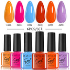 LILYCUTE 6PCS Gel-Nagellack-Set Sommer Neon Nagellack-Gel-Kits für DIY Nagel Semi-Permanenter UV-Lampe Gellack Nagellack-Set