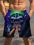 3D-Gorilla-Druckdesign Mode Sexy Wasserdicht Schnelltrocknend Sport Herren Kinder Surfen Urlaub Freizeit Eltern-Kind Strandshorts