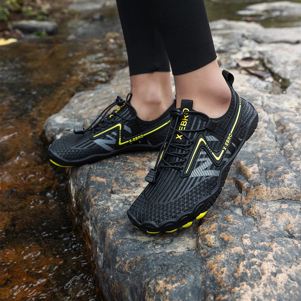 Oiaano Barfußschuhe Herren Schwarz Damen Wassernetz Minimalistische Sneaker Sport Aqua Strand Weiche Sohle Leicht Atmungsaktiv Outdoor Wandern