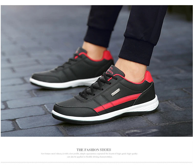 YRZL Herrenschuhe Frühling Herbst Wasserdichte Wandersneaker Freizeit Herren Ledersportschuhe Rutschfeste Tennisschuhe für Herren