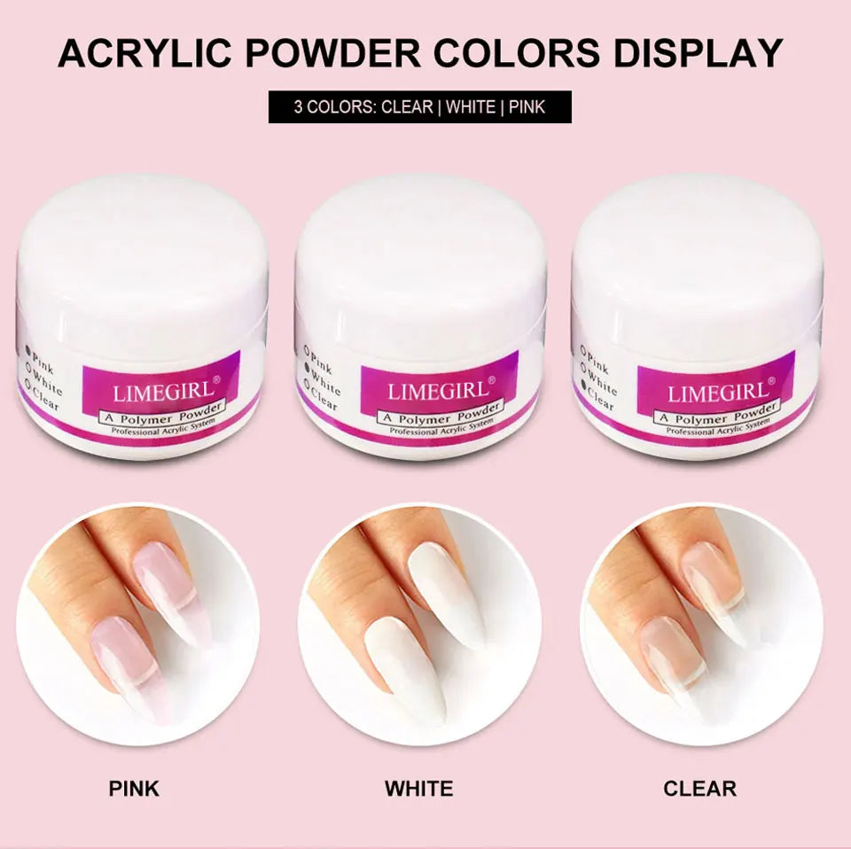 Nagelacrylpulver und Flüssigmonomer Nagelkunstdekoration für Maniküre-Set-Kit Kristall Nagelflitter 3D Nagelspitzen Schnitzwerkzeuge