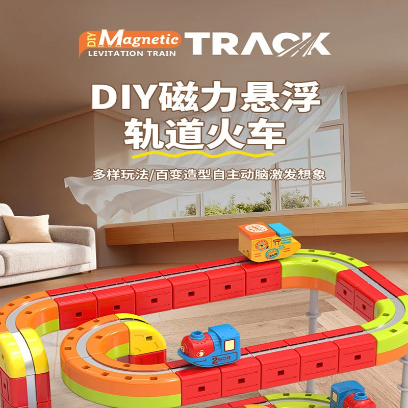 Magnetisches Bullet Train Set für Kinder mit elektrischer Lokomotive, DIY-Gleisbausteinen, pädagogischem MINT-Bauspielzeug, Geburtstagsgeschenk