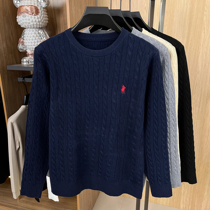 Luxus Herrenmarke Frühling Hochwertiger Strickpullover Rundhals Jacquard-Stickerei Langarm Pullover Freizeit Mode Herren C