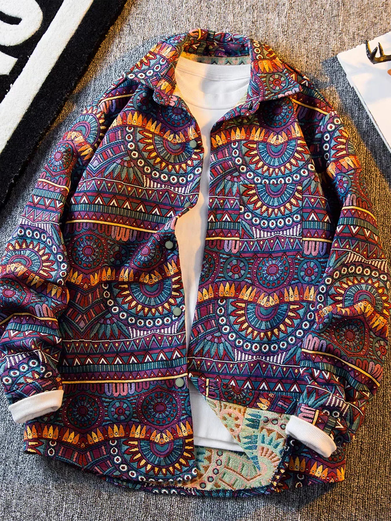 Frühlings- und Herbstjacke für Herren im neuen Ethno-Stil mit Aufdruck, hochwertige, stilvolle Trendjacke