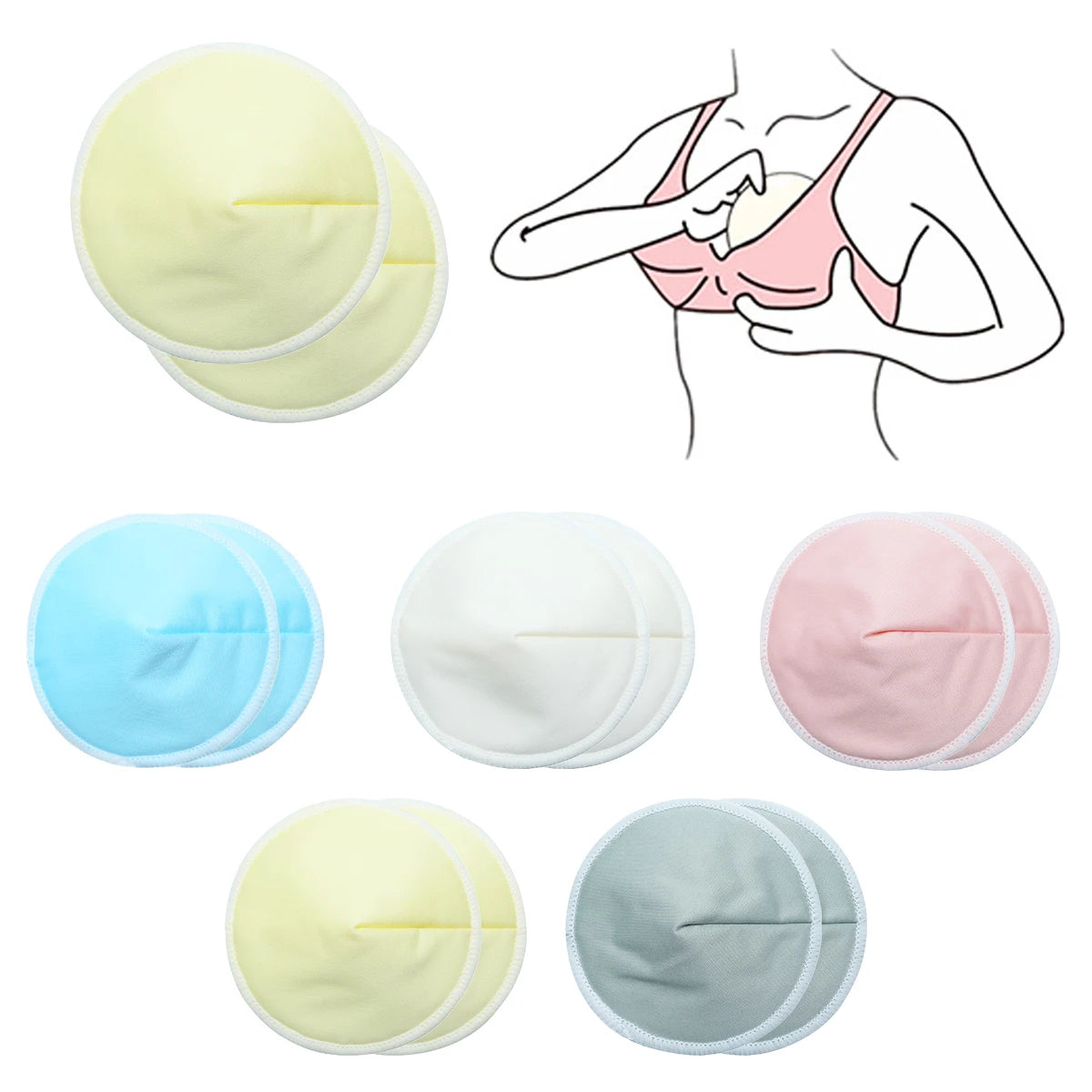 2pcs Organic Bamboo Viscose Nursing Breast Pads Washable Breastfeeding Pads Reusable Breast Pads for Breastfeeding Nursing Pads Main image