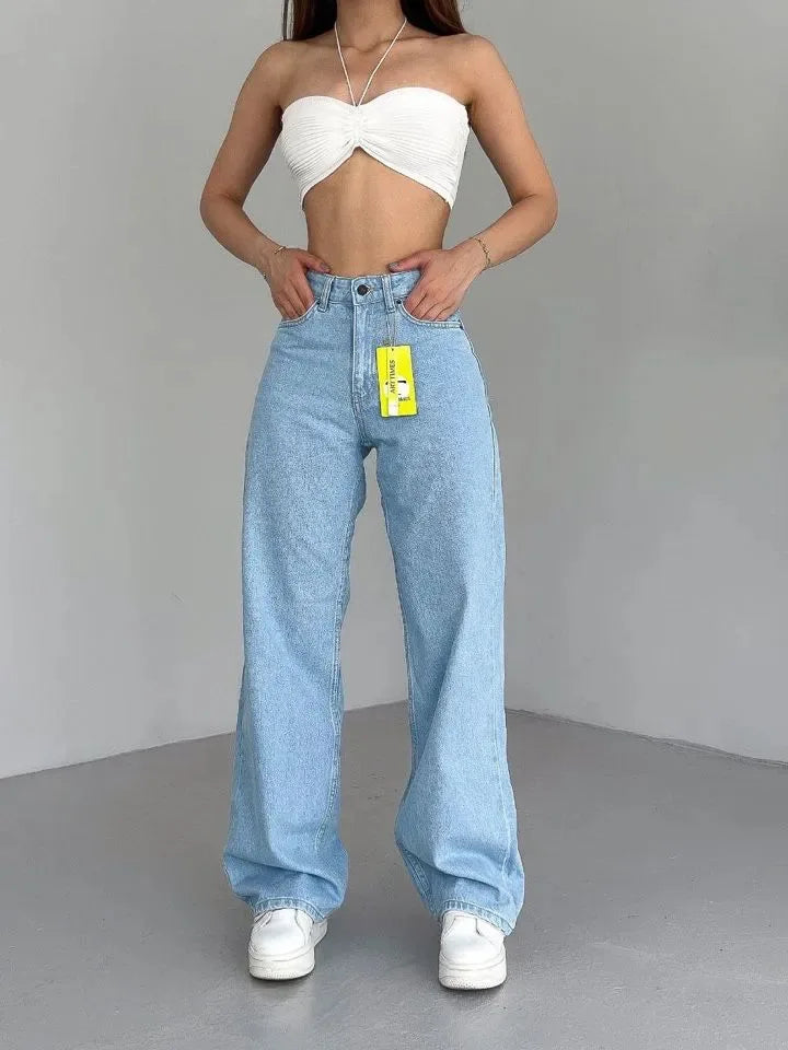 High Waist Straight Leg Jeans Große Größen Modische Frühling Herbst Lange Hosen Bequemer Freizeitstil Russische grenzüberschreitende Mode