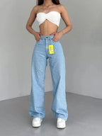 High Waist Straight Leg Jeans Große Größen Modische Frühling Herbst Lange Hosen Bequemer Freizeitstil Russische grenzüberschreitende Mode