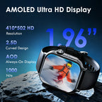 Lenovo 2026 Smartwatch 1,96" HD AMOLED Display Herzfrequenz-Gesundheitsüberwachung Bluetooth-Sprachanrufe Smartwatch für Android IOS