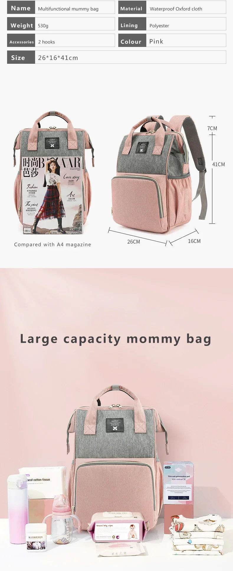 Wickeltasche Baby Wickeltasche Wasserdichter Rucksack Mode Mama Mutterschaft Markenrucksack für Mütter