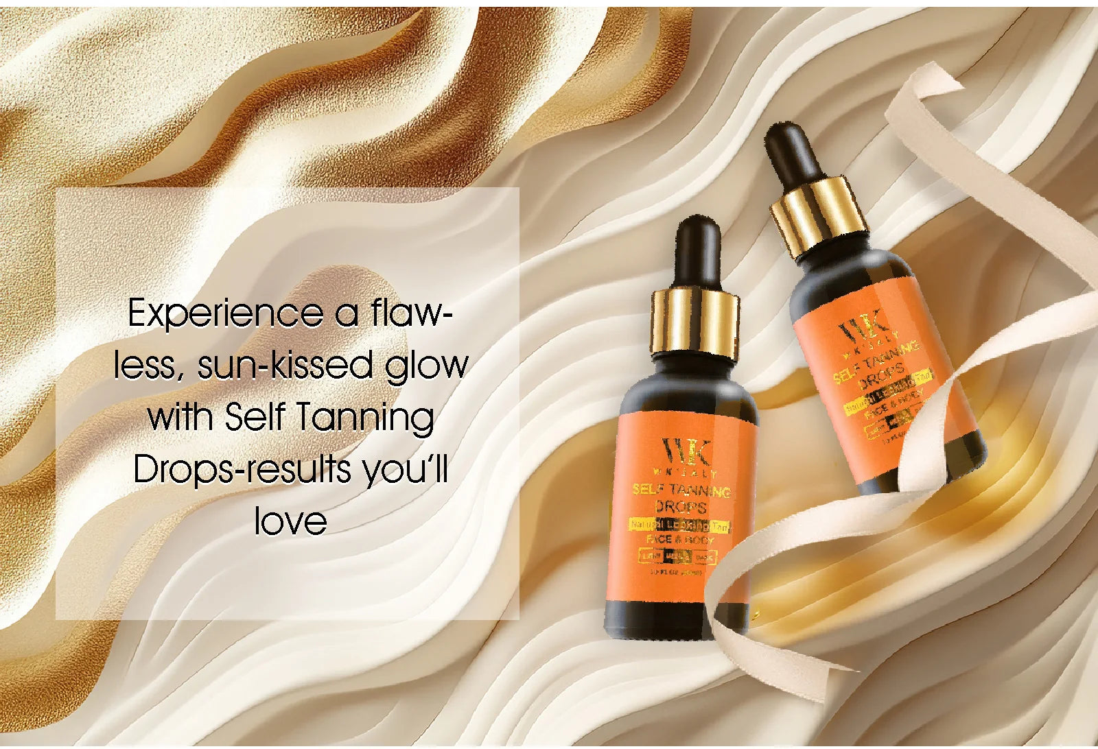 WK JALY Medium Selbstbräunertropfen, Natürlicher Glanz, Sonnenbräunungstropfen, Bräunung ohne Sonne für Gesicht, Körper, zur individuellen Bräune der Hautpflege hinzufügen