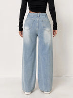 Damenjeans Y2K Kleidung Hellblaue weite Denim-Hose lockere Mode schlicht Stretch vier Jahreszeiten beliebt Freizeit