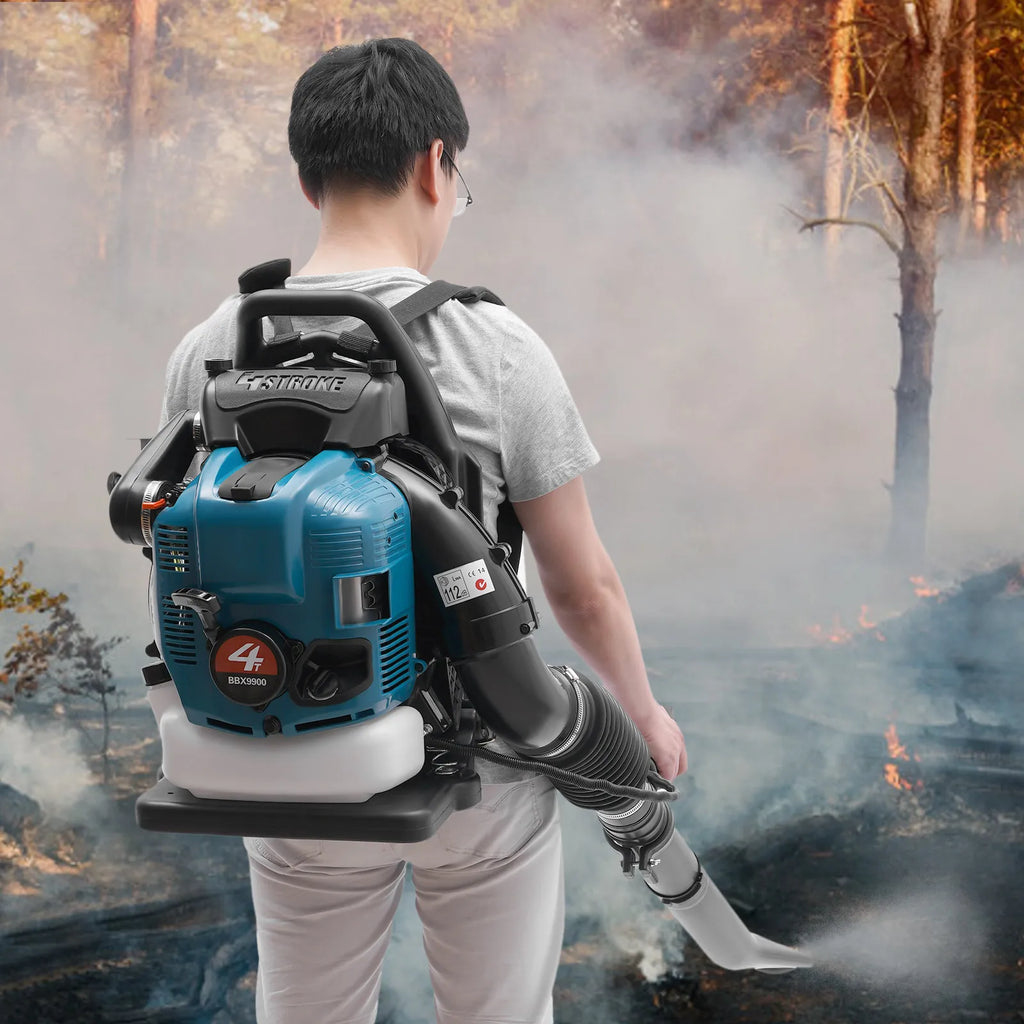 75.6CC 4-Takt Benzin-Rucksacklaubbläser, 2600W 498FT mit Tempomat, zur Reinigung von Gartenabfällen, kommerzieller und privater Gebrauch