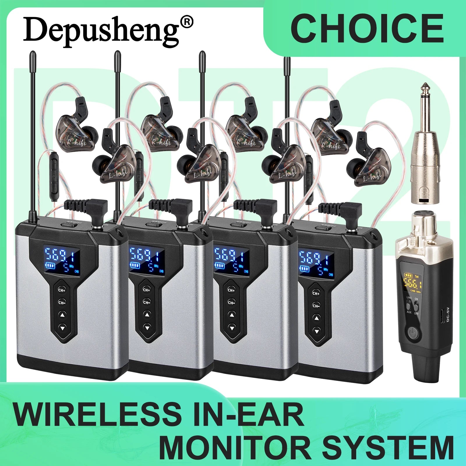 Stereo-UHF-In-Ear-Monitoring-Drahtlossystem DT1/2/4 Sender und Empfänger für Live-Musik-Bühnenauftritte im Studio Hauptbild