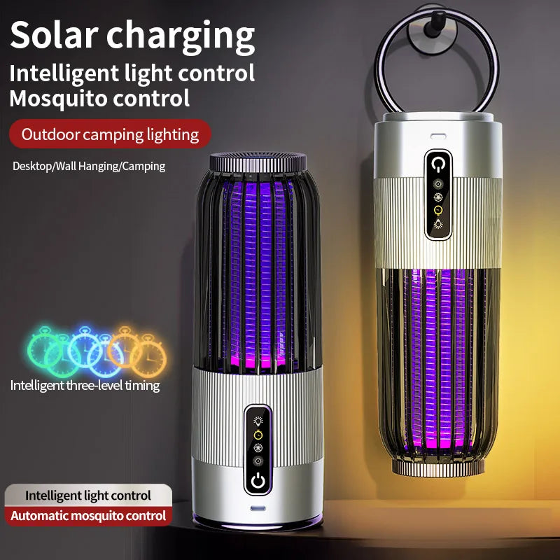 2500V Solar-Mückenvernichter, solarbetrieben, Outdoor-Camping-Mückenlampe, 3-Stufen-Timersteuerung, Mückentöter