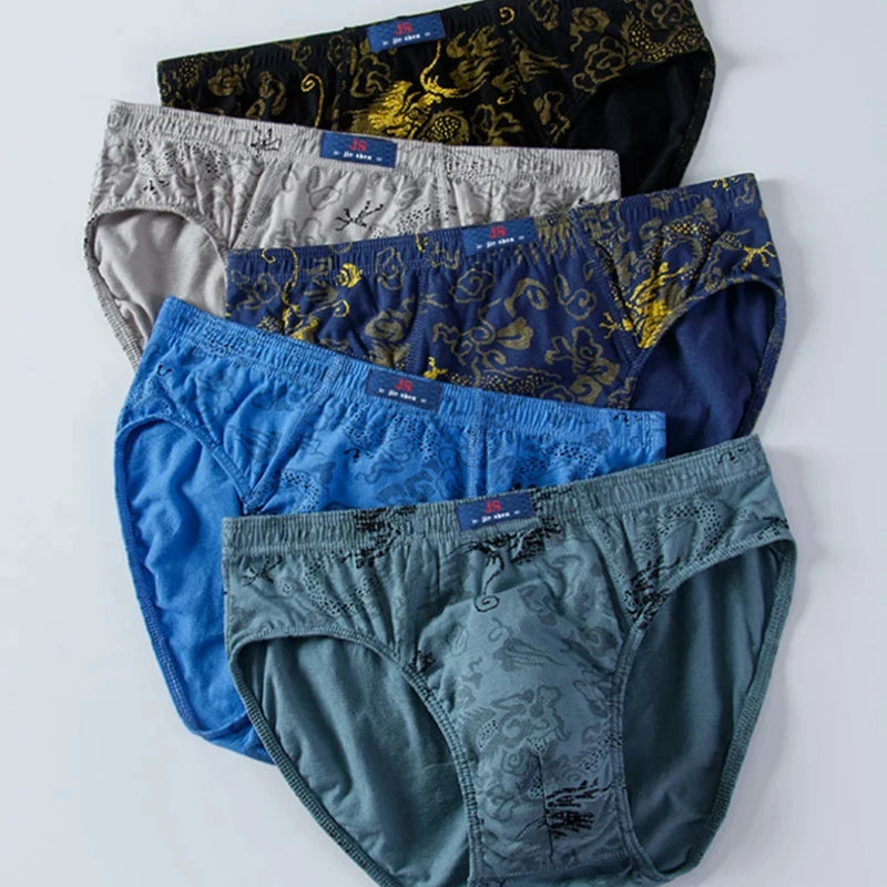 100% Baumwolle Herren-Slips Übergröße Bedruckte Slips Unterwäsche Lockere Dessous Feuchtigkeitsabsorbierend Atmungsaktive Unterhosen