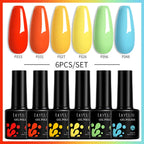 LILYCUTE 6PCS Gel-Nagellack-Set Sommer Neon Nagellack-Gel-Kits für DIY Nagel Semi-Permanenter UV-Lampe Gellack Nagellack-Set