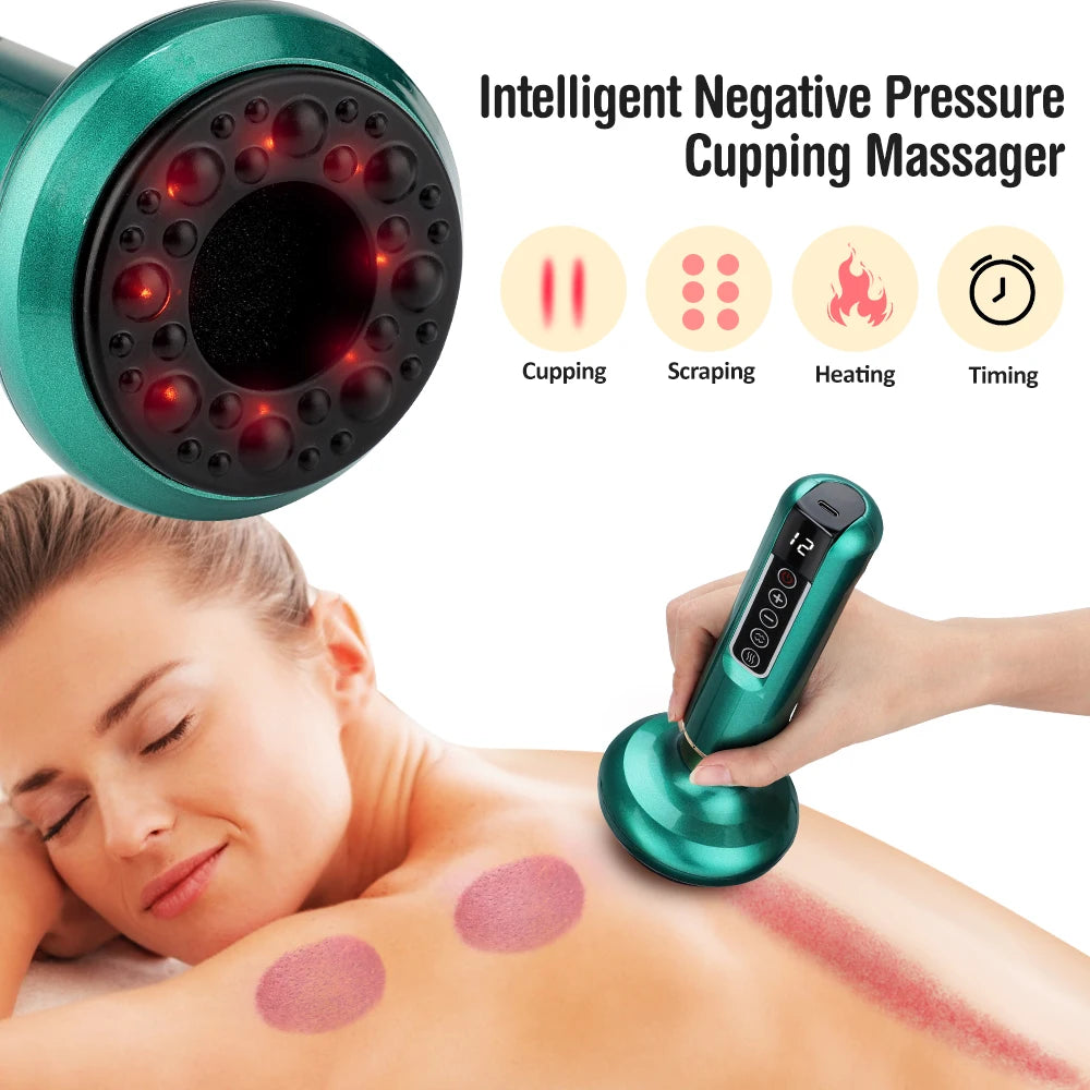 Intelligentes Körpermassage-Schröpfgerät mit Saugfunktion, 6/12 Stufen Anti-Cellulite Heizdosen, Rücken Guasha Schaben, Chinesische Meridiane