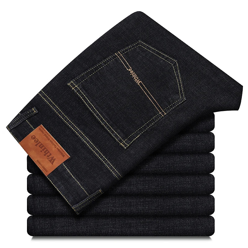 Wthinlee Neue Business Herren Jeans Casual Straight Stretch Fashion Klassische Blau Schwarze Arbeitshose Denim Hose Männer Kleidung